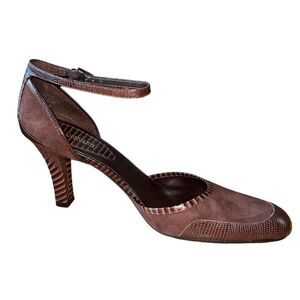 Enzo Angiolini - EA Flexo Sheary Dark Brown Suede W/Ankle Strap Womens Size 10